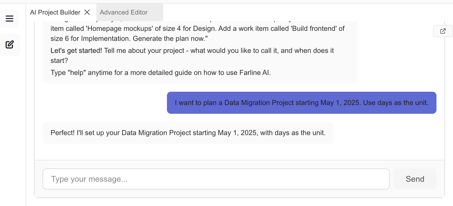 A guided template in progress